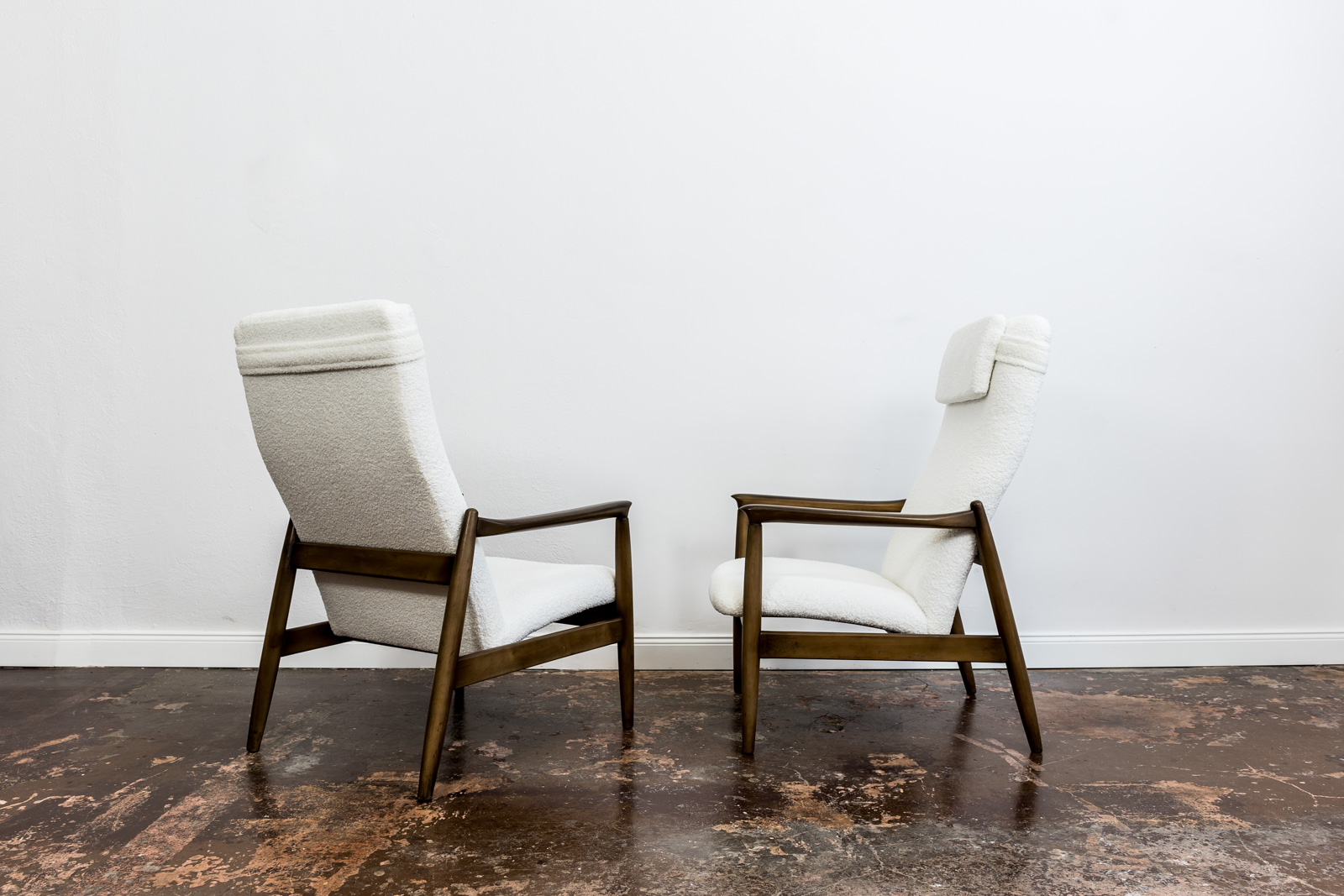 Pair Of White "Gfm 64" High Back Armchairs By Edmund Homa, 1960s