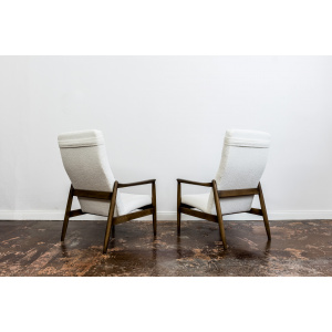 Pair Of White "Gfm 64" High Back Armchairs By Edmund Homa, 1960s