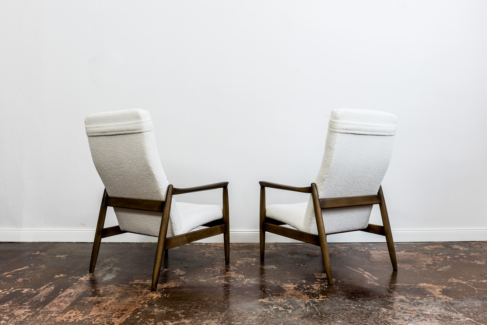 Pair Of White "Gfm 64" High Back Armchairs By Edmund Homa, 1960s