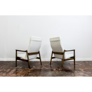 Pair Of White "Gfm 64" High Back Armchairs By Edmund Homa, 1960s
