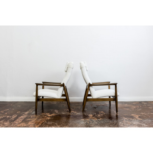 Pair Of White "Gfm 64" High Back Armchairs By Edmund Homa, 1960s