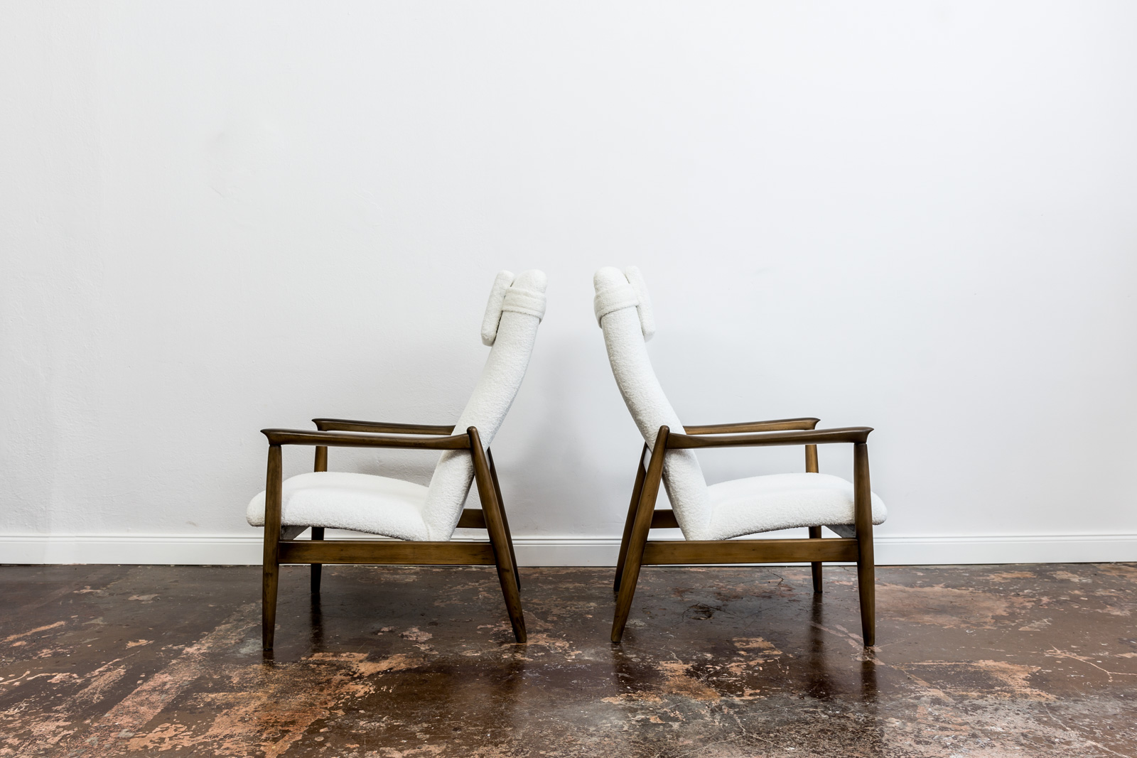 Pair Of White "Gfm 64" High Back Armchairs By Edmund Homa, 1960s