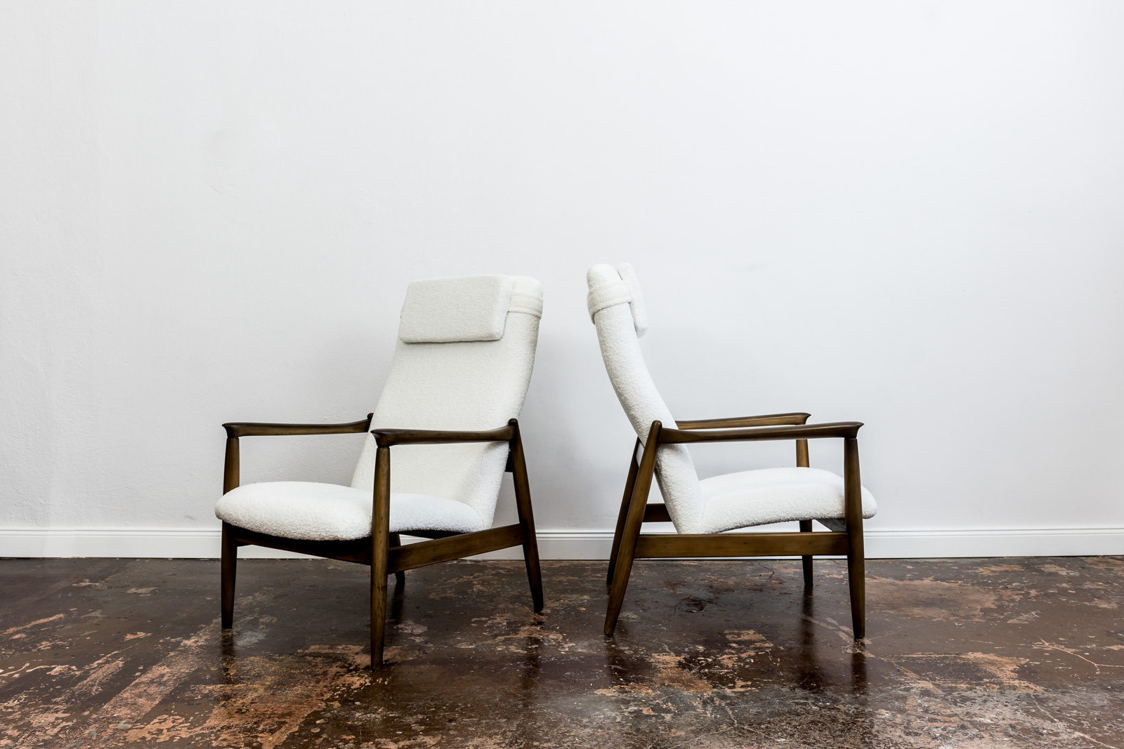 Pair Of White "Gfm 64" High Back Armchairs By Edmund Homa, 1960s