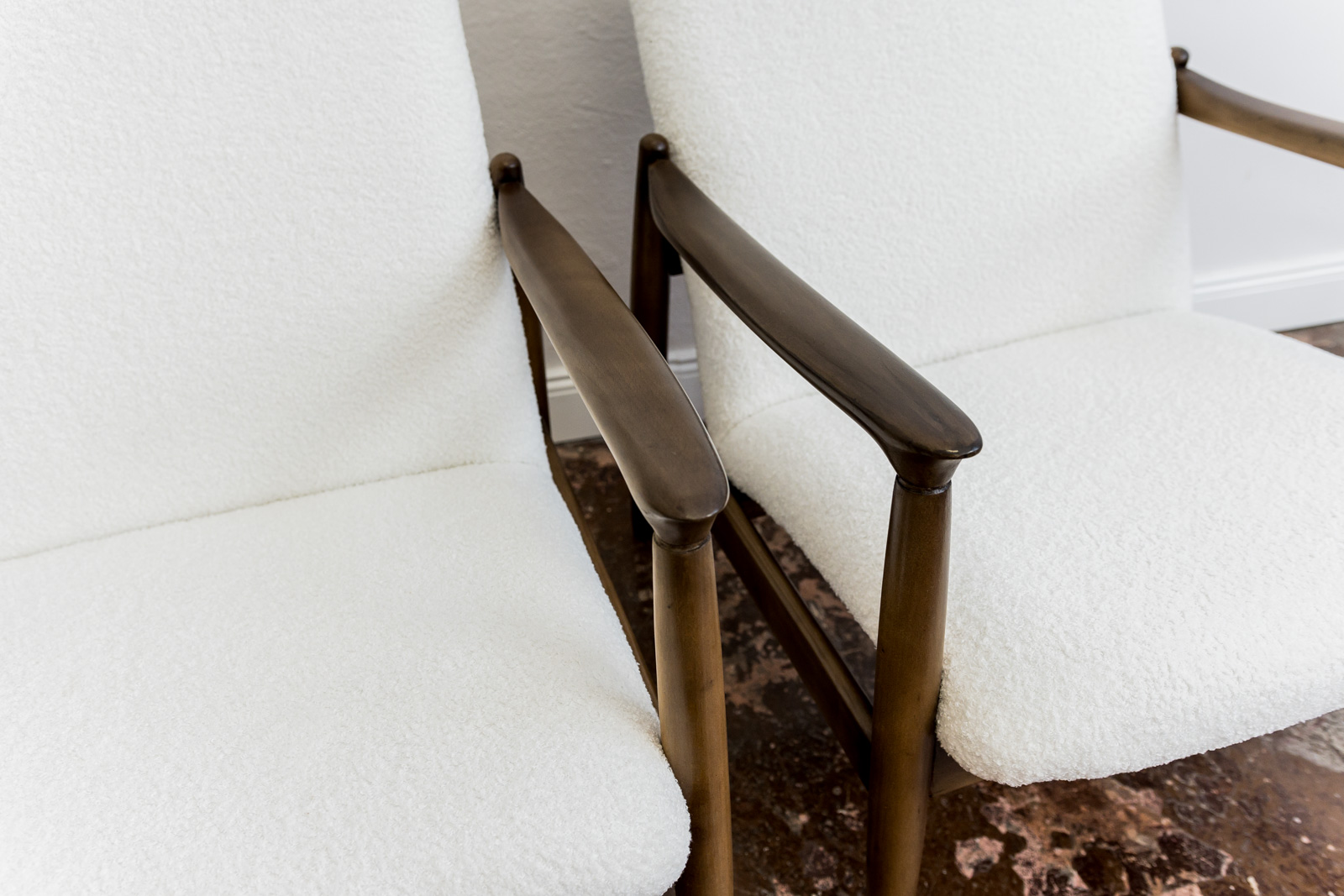Pair Of White "Gfm 64" High Back Armchairs By Edmund Homa, 1960s