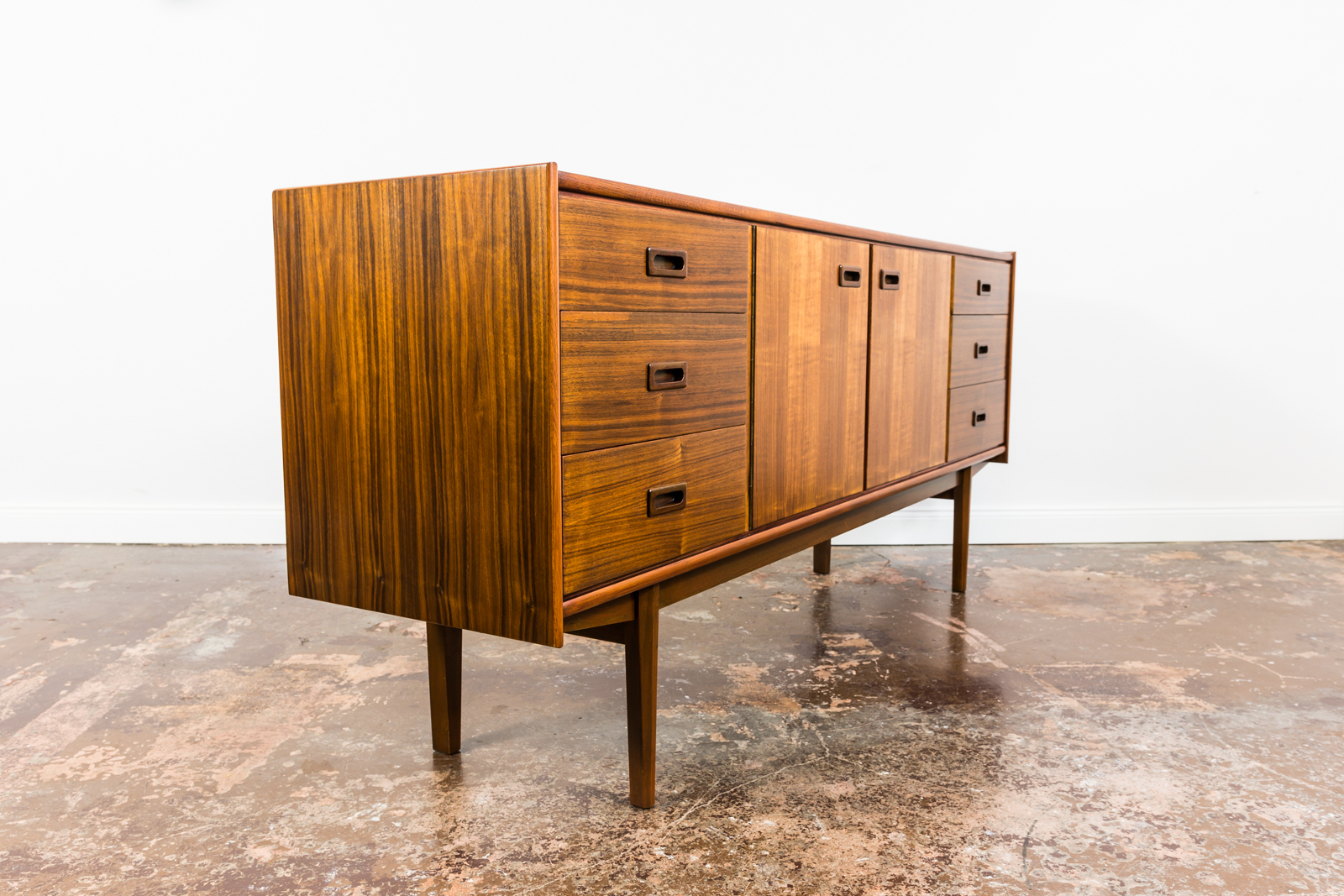 Restored Walnut Sideboard From Bydgoskie Furniture Factory, 1960s