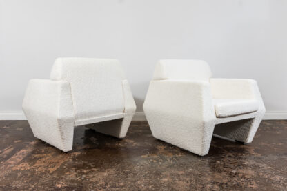 Pair Of White Boucle Armchairs, 1970's - Image 3