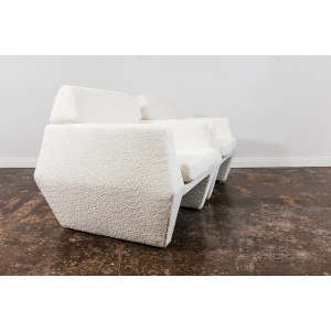 Pair Of White Boucle Armchairs, 1970's