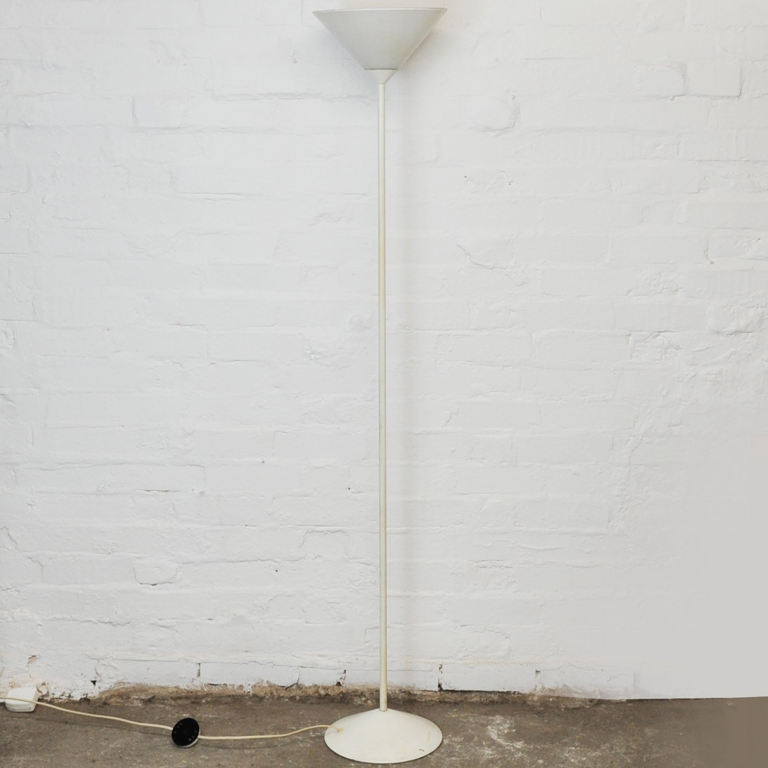 White Enamelled Torchiere Metal Floor Lamp By SCE, 1970s