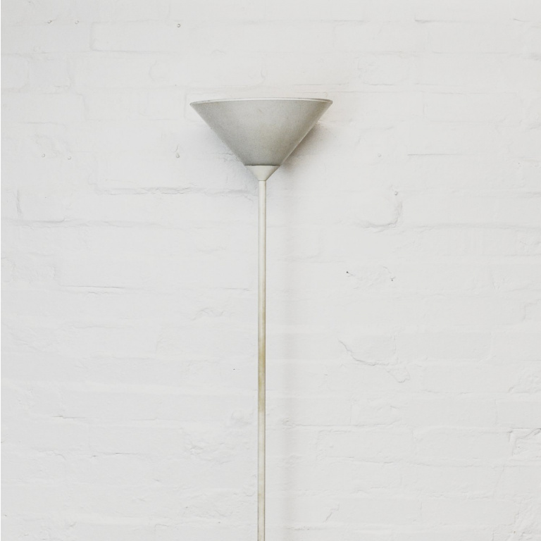 White Enamelled Torchiere Metal Floor Lamp By SCE, 1970s