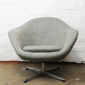 Vintage Swivel Newly Upholstered Blue/Grey Egg Chair, 1970s