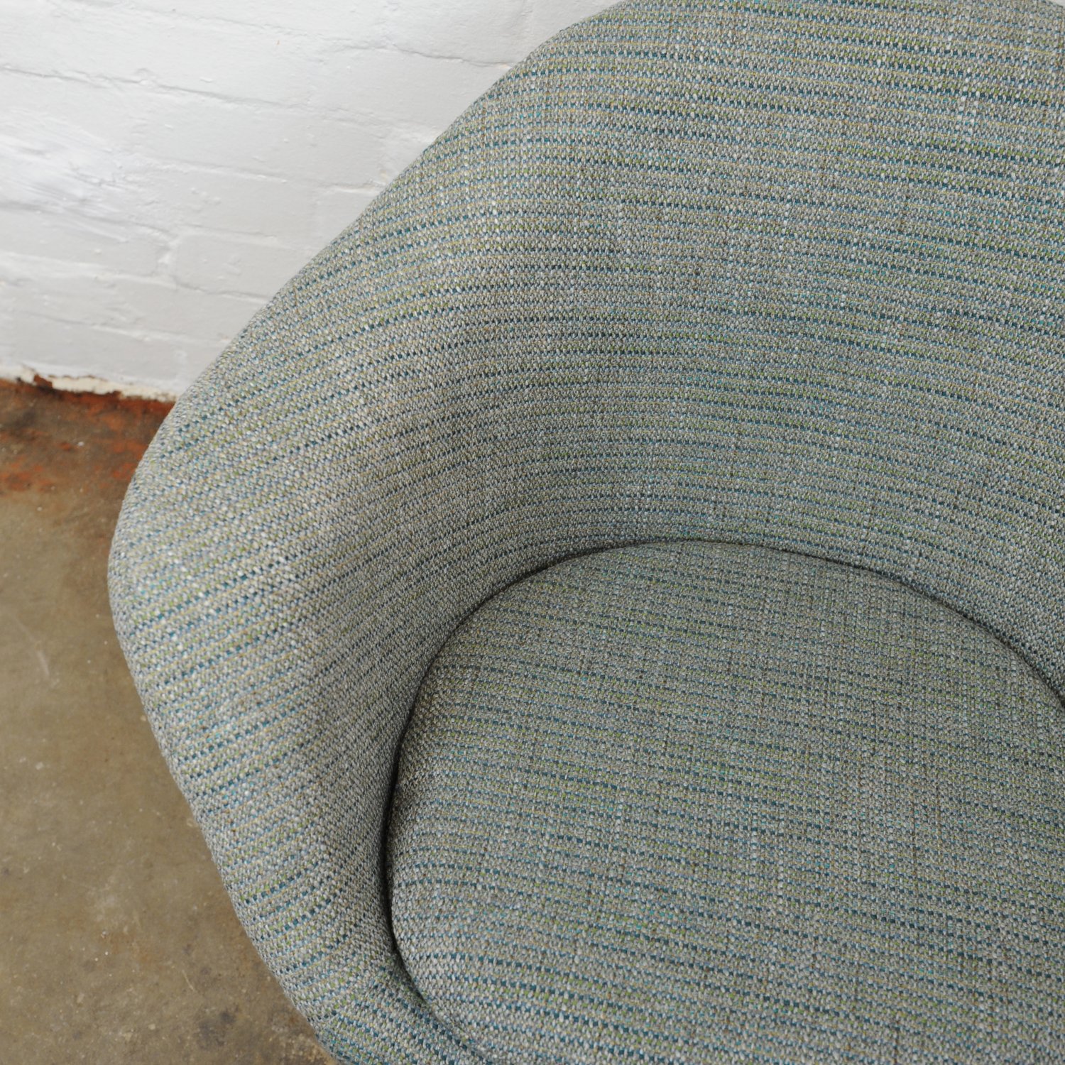 Vintage Swivel Newly Upholstered Blue/Grey Egg Chair, 1970s