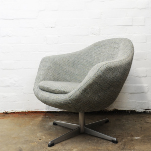 Vintage Swivel Newly Upholstered Blue/Grey Egg Chair, 1970s