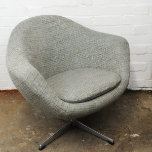 Vintage Swivel Newly Upholstered Blue/Grey Egg Chair, 1970s