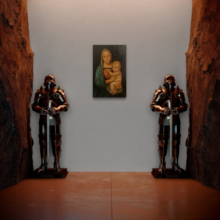Oval raphael madonna and child oil painting - Image 9