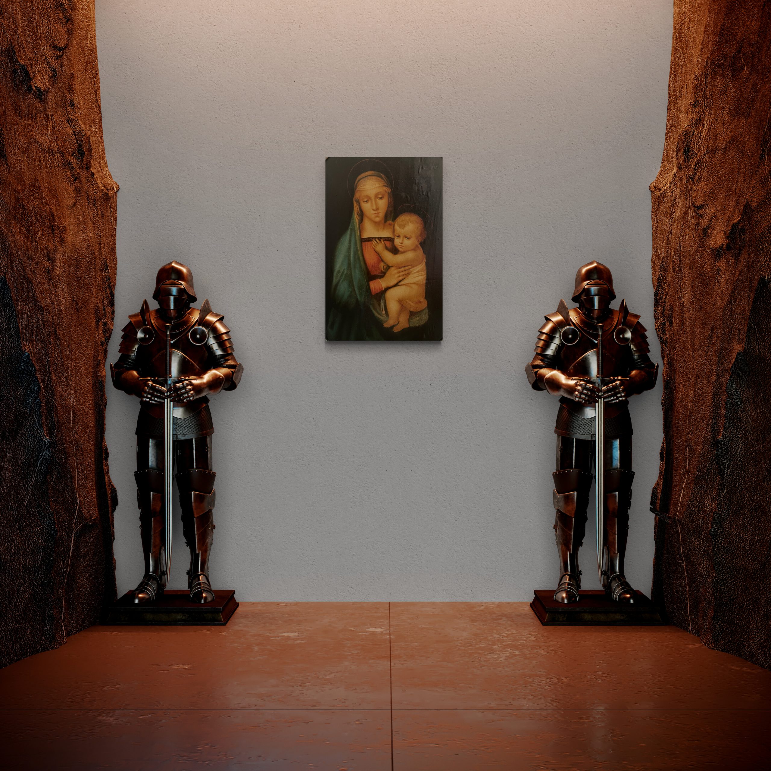 Oval raphael madonna and child oil painting