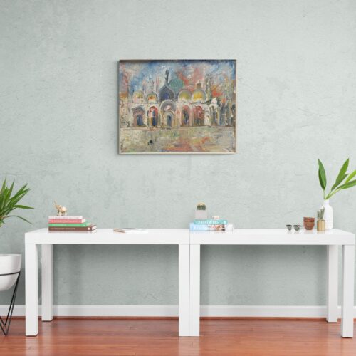 The Piazza San Marco In Venice Mid century Painting By Emanuele Cappello