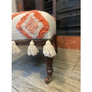 Antique Victorian Nursing chair in Geometric hand tufted upholstery