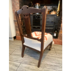 Antique Victorian Nursing chair in Geometric hand tufted upholstery