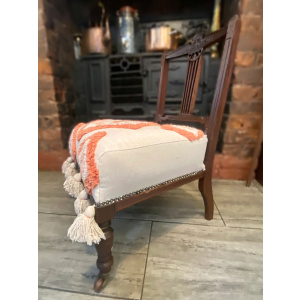 Antique Victorian Nursing chair in Geometric hand tufted upholstery