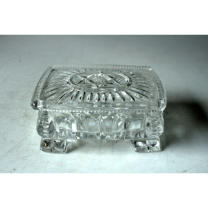 Art Deco cut crystal glass cigarette box with lid, jewelry box, comes direct from the 1930s