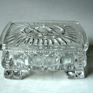 Art Deco cut crystal glass cigarette box with lid, jewelry box, comes direct from the 1930s