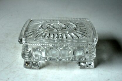 Art Deco cut crystal glass cigarette box with lid, jewelry box, comes direct from the 1930s