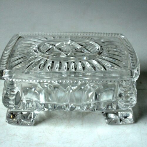 Art Deco cut crystal glass cigarette box with lid, jewelry box, comes direct from the 1930s