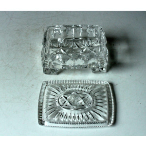 Art Deco cut crystal glass cigarette box with lid, jewelry box, comes direct from the 1930s