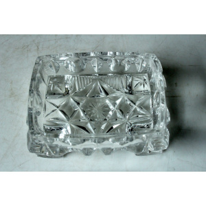 Art Deco cut crystal glass cigarette box with lid, jewelry box, comes direct from the 1930s