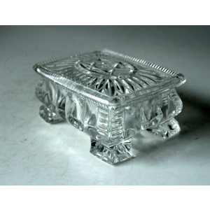 Art Deco cut crystal glass cigarette box with lid, jewelry box, comes direct from the 1930s