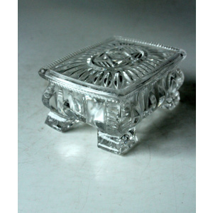 Art Deco cut crystal glass cigarette box with lid, jewelry box, comes direct from the 1930s