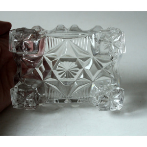 Art Deco cut crystal glass cigarette box with lid, jewelry box, comes direct from the 1930s