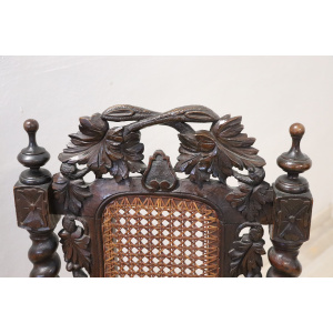 Late 19th Century Carved Walnut Chairs with Vienna Straw, Set of 4