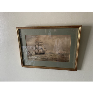 Pair of antique watercolours ships of the kent coast