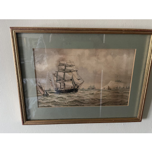 Pair of antique watercolours ships of the kent coast