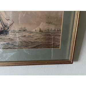 Pair of antique watercolours ships of the kent coast