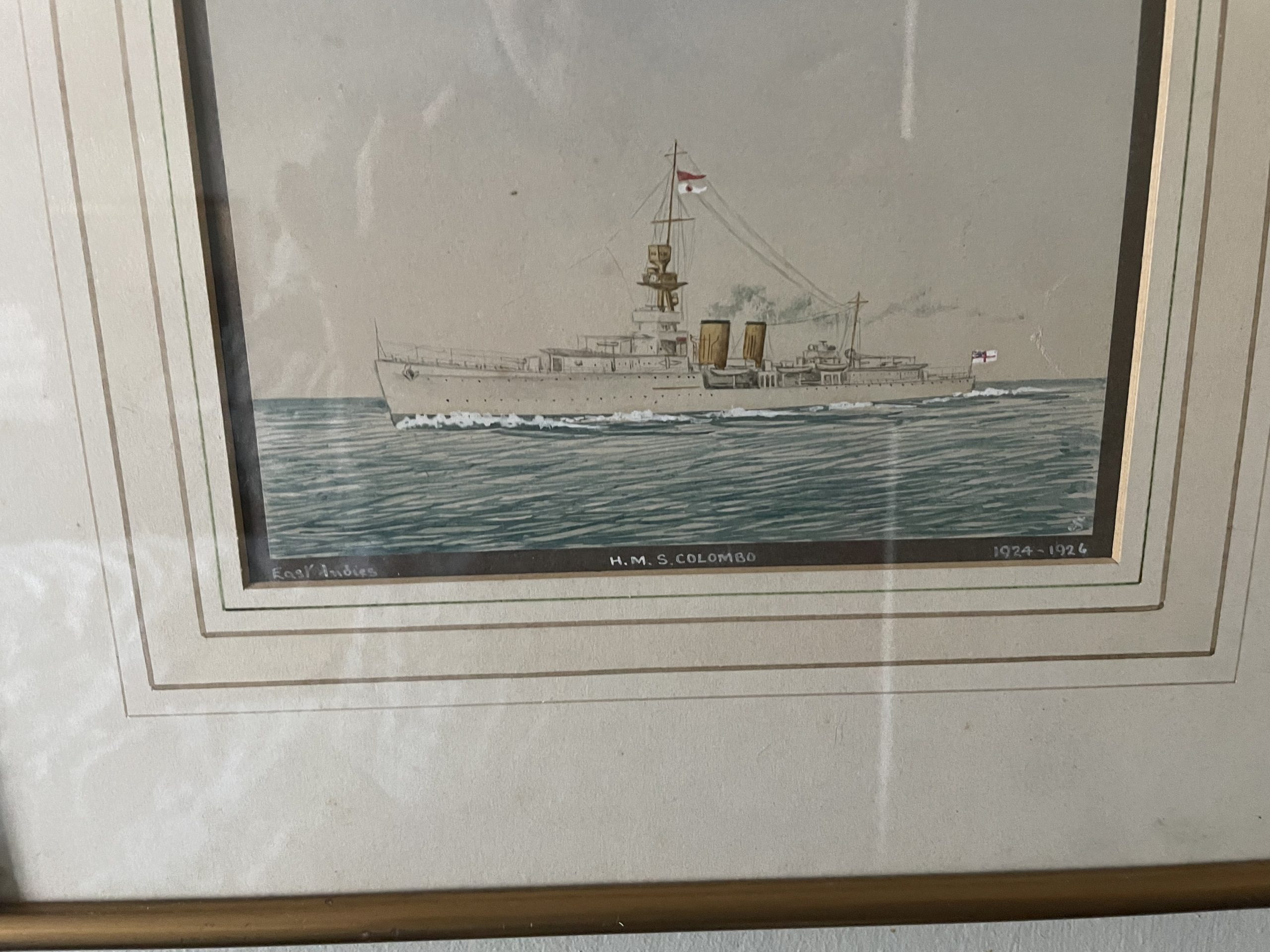Watercolour of HMS Colombo