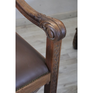 Late 19th Century Carved Walnut Throne Chairs, Set of 2