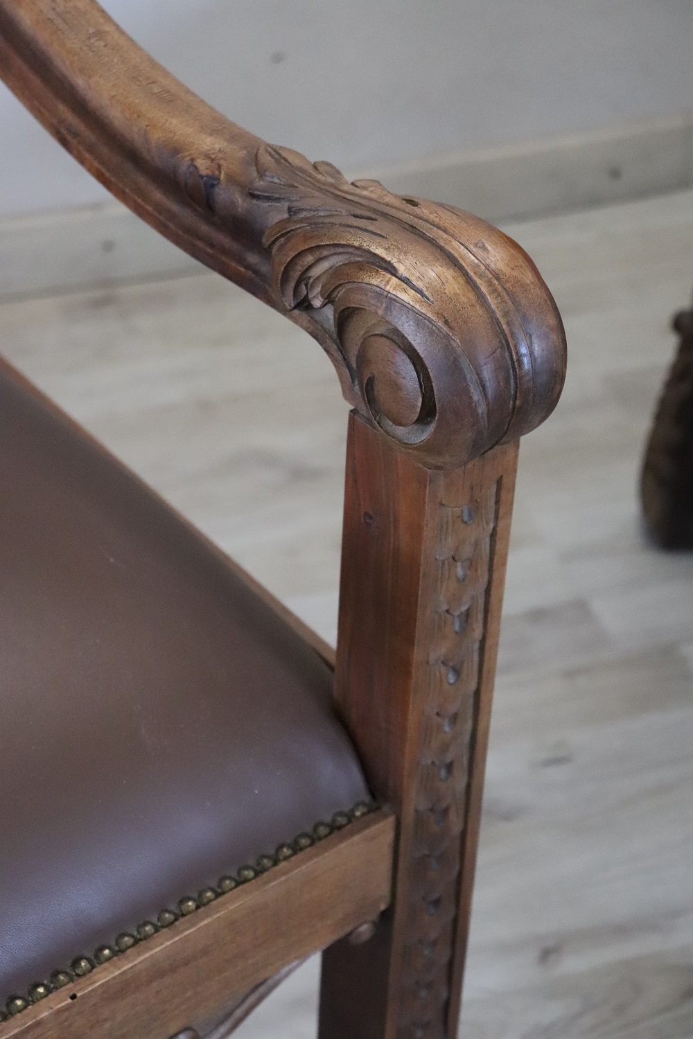 Late 19th Century Carved Walnut Throne Chairs, Set of 2