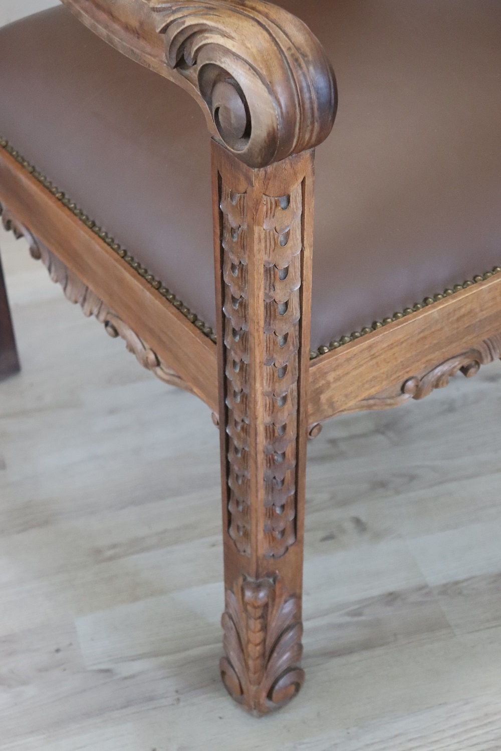 Late 19th Century Carved Walnut Throne Chairs, Set of 2