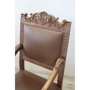 Late 19th Century Carved Walnut Throne Chairs, Set of 2