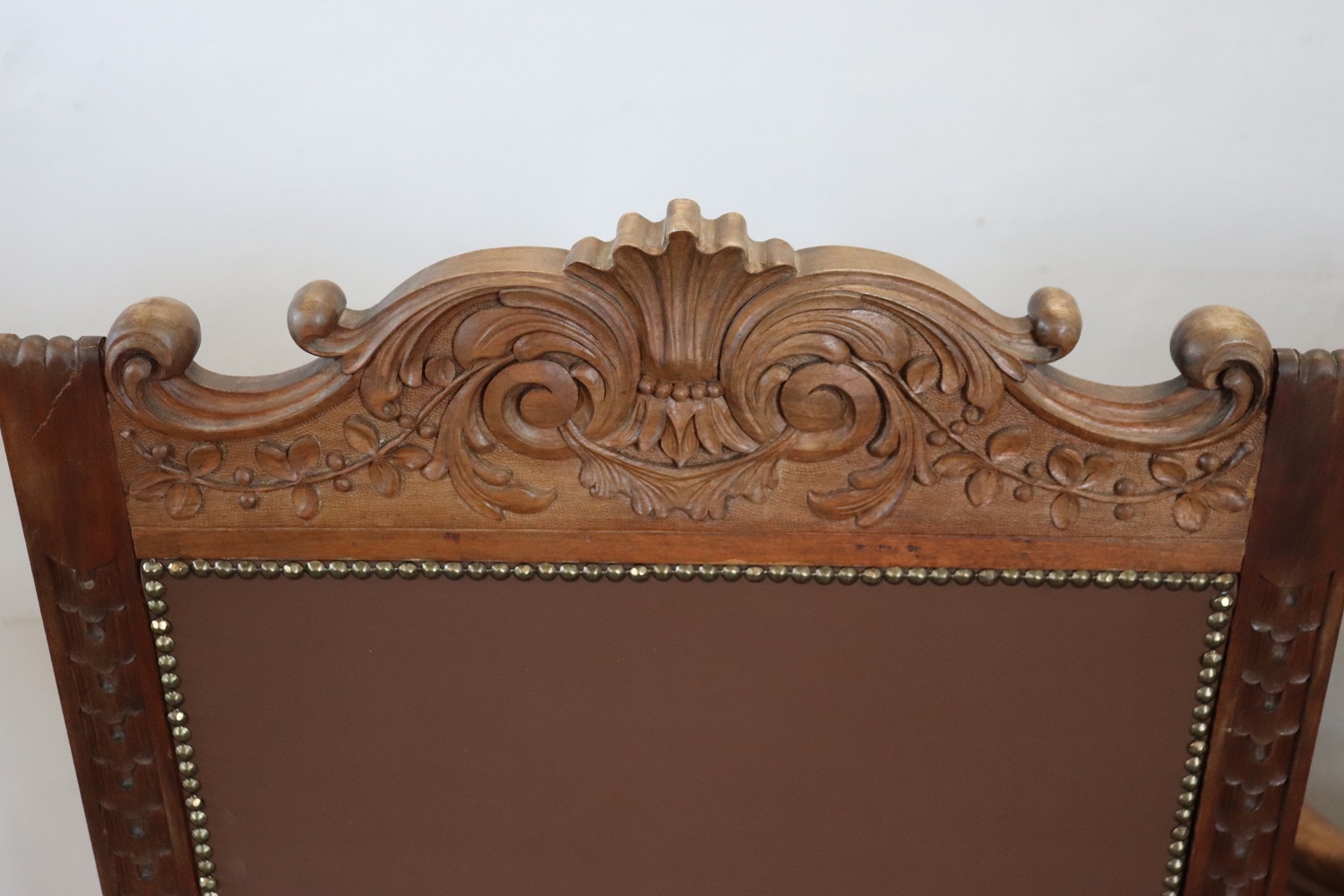 Late 19th Century Carved Walnut Throne Chairs, Set of 2