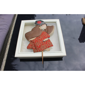 Antique Japanese Silk Brocade Oshie Art Geisha Puppet Dolls