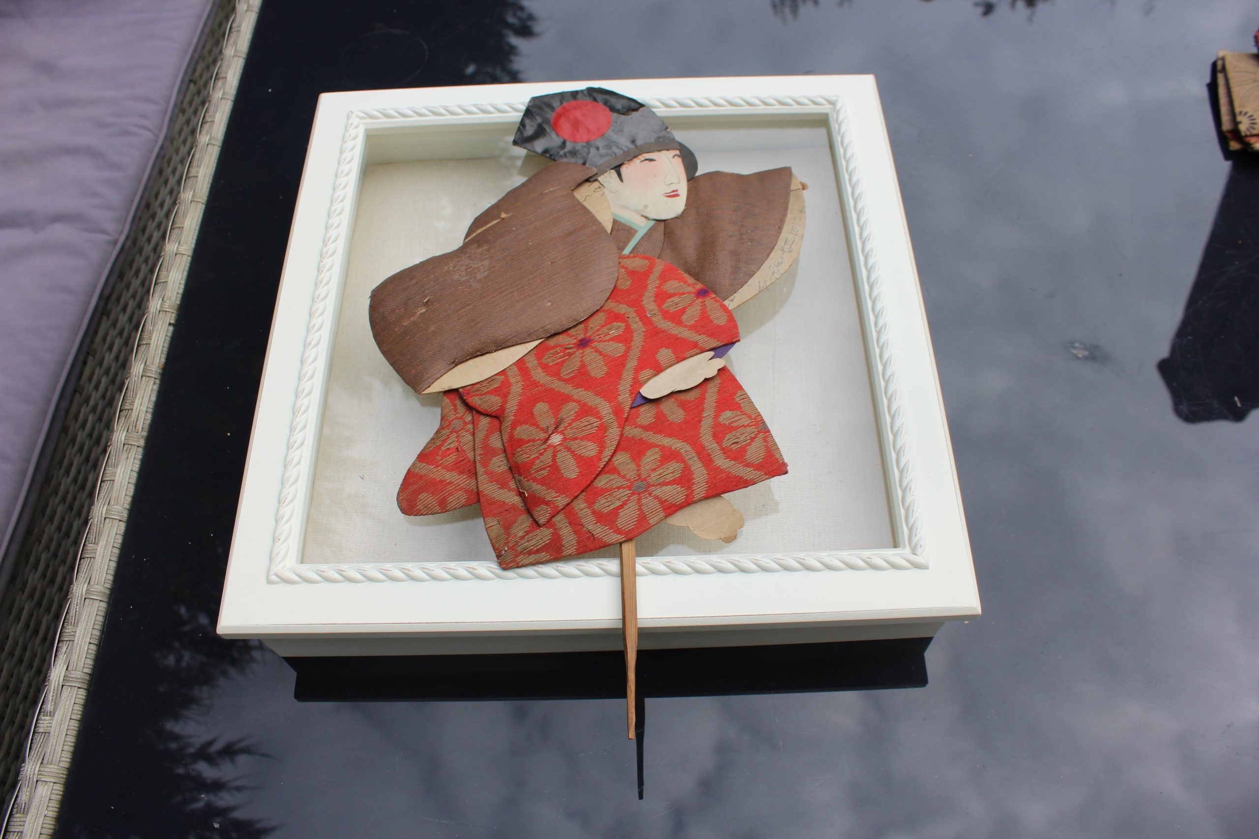 Antique Japanese Silk Brocade Oshie Art Geisha Puppet Dolls
