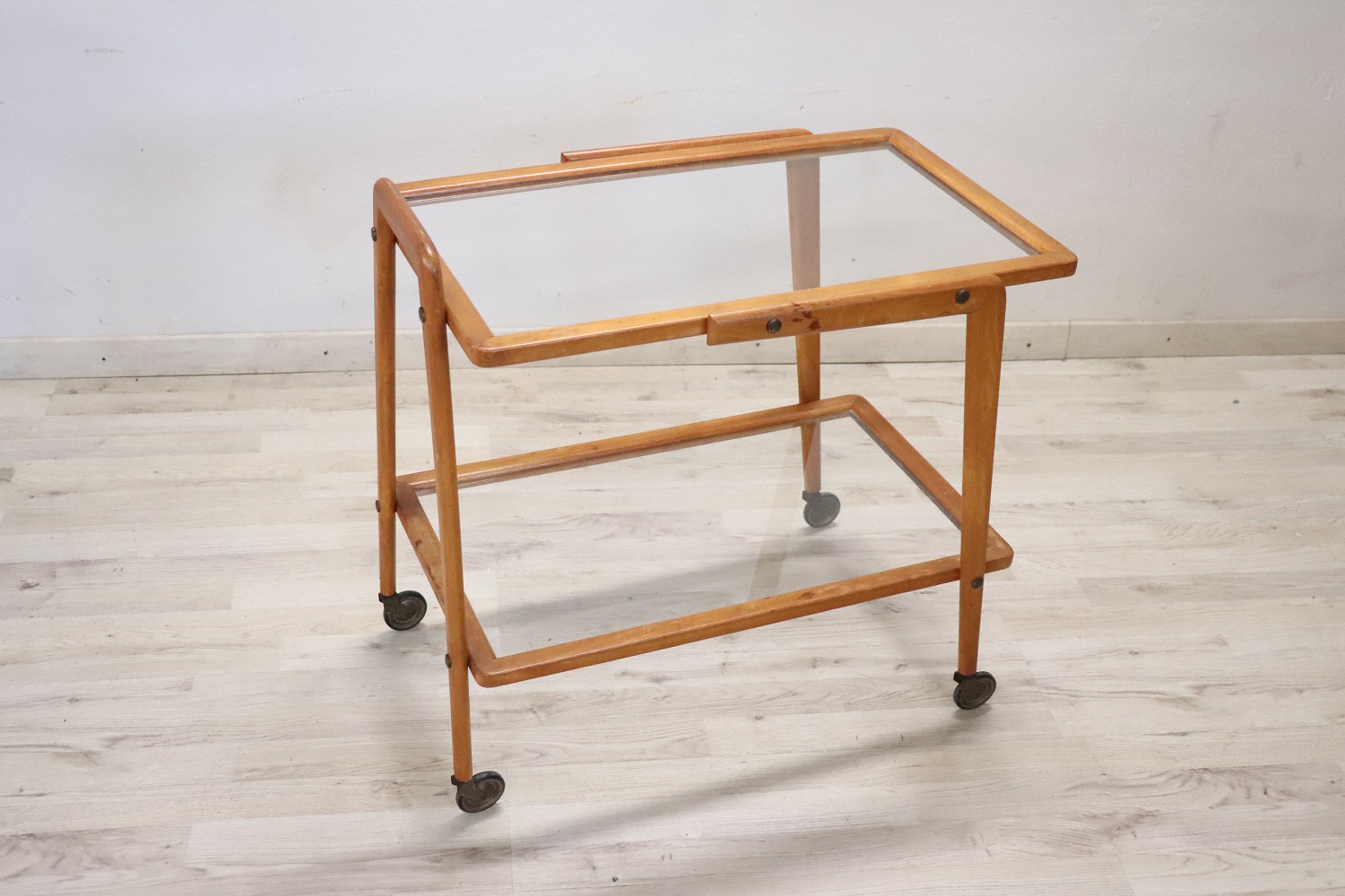 Wood and Glass Drinks Trolley or Bar Cart, 1950s