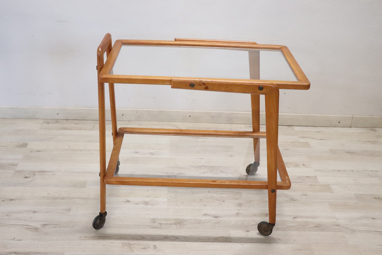 Wood and Glass Drinks Trolley or Bar Cart, 1950s