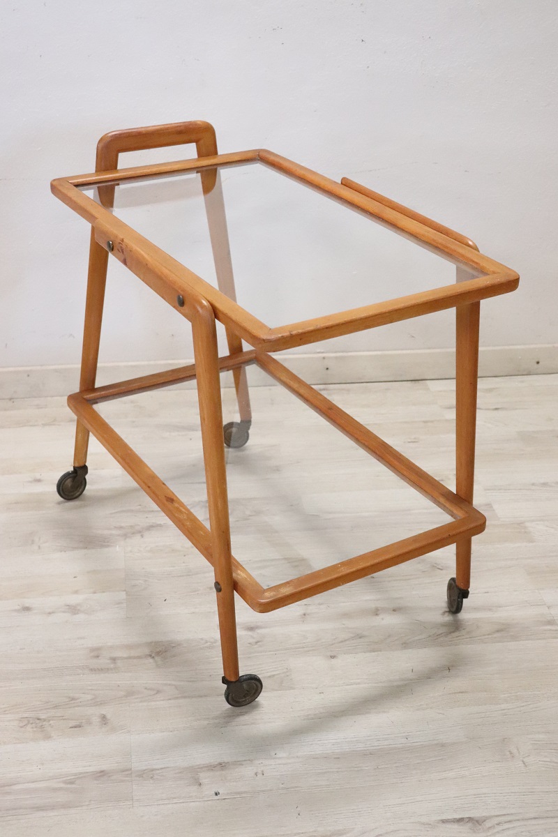 Wood and Glass Drinks Trolley or Bar Cart, 1950s