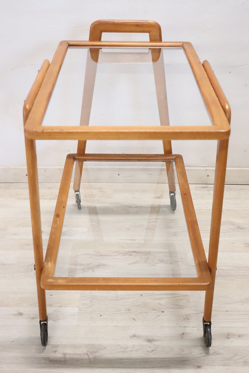 Wood and Glass Drinks Trolley or Bar Cart, 1950s