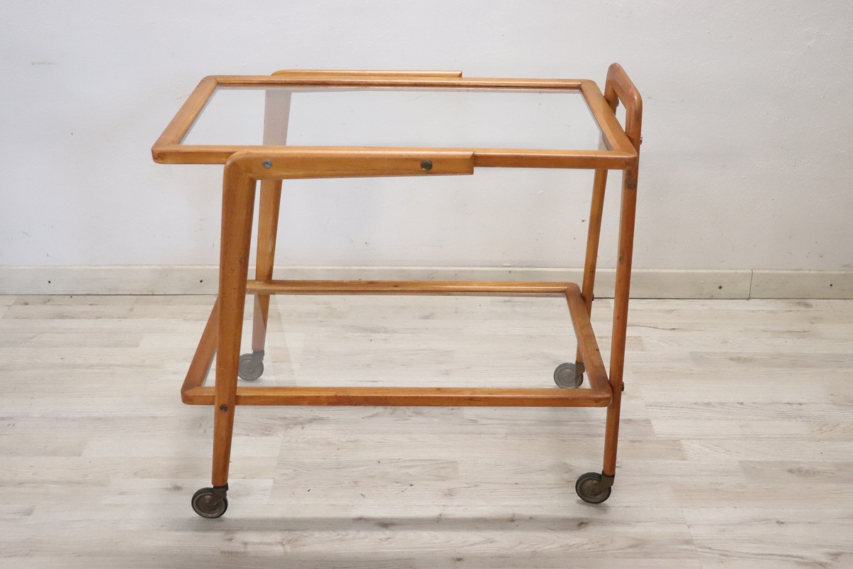 Wood and Glass Drinks Trolley or Bar Cart, 1950s