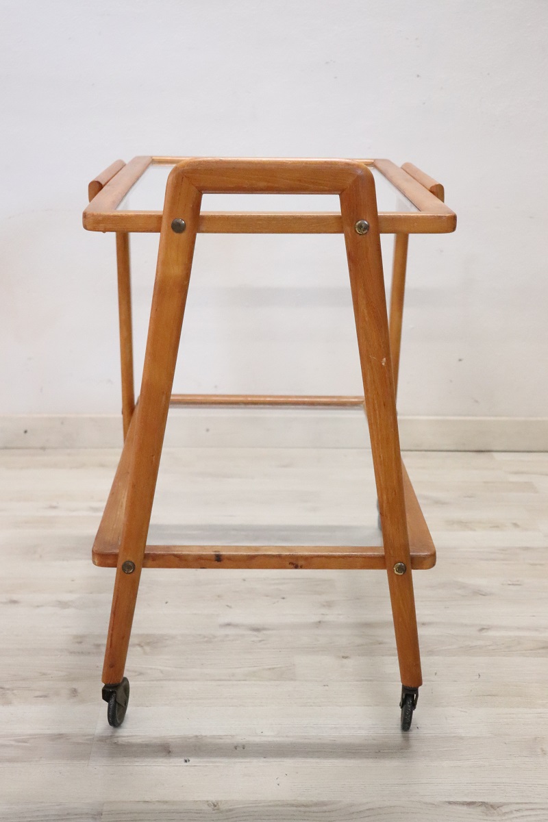 Wood and Glass Drinks Trolley or Bar Cart, 1950s
